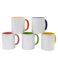 Wholesale sublimation cup with colorful rim, handle, and inside for coffee and tea ritual